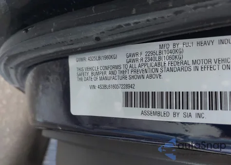 2005 Subaru Legacy 2.5I from USA, damaged, VIN 4S3BL616057228942